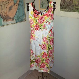 SOLD VTG Floral White Cotton Easter Dress Shift MotherHood or Not L